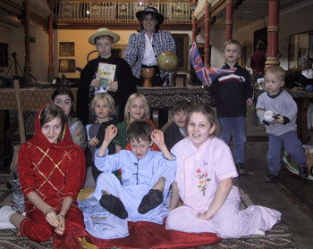 Children enjoying a Victorian fun day of storytelling, dressing up and circus skills at Dorset County Museum in a joint Great Reading Adventure Venture with Dorset libraries in February.