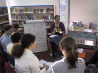 Kelly McKain leading a writing workshop at Sherbourne Library as part of the Great Reading Adventure.