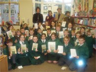 Pupils from St. Mary's Roman Catholic School at Penzance Library.