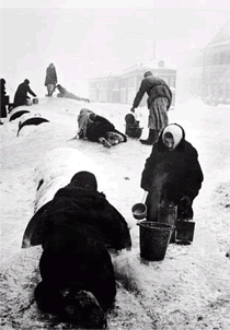 Collecting water in winter.