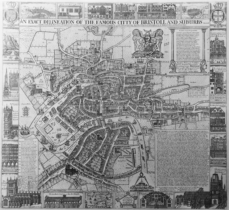 James Millerd's 'delineation of the cittie of Bristoll' (1673), based on his plan of 1671 (Bristol's Museums, Galleries and Archives).