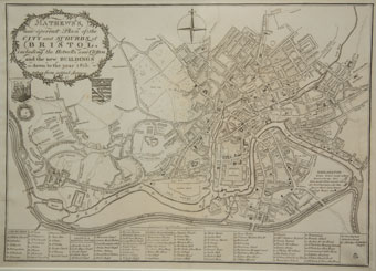 Mathews' new correct plan of the city and suburbs of Bristol (1815) (Bristol's Museums, Galleries and Archives).