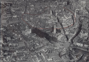 Aerial photograph of city centre c 1939.