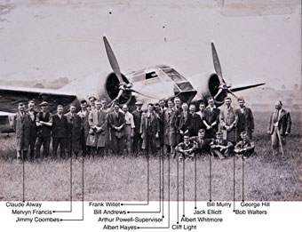 The first Blenheim to be built, along with some of the team that built her. Picture from the Aviation Archive website.