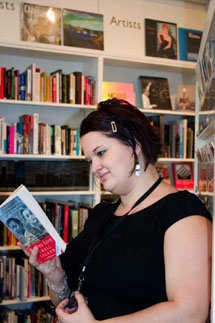 Staff at Arnolfini, Bristol, with the book (Laura Thorne).