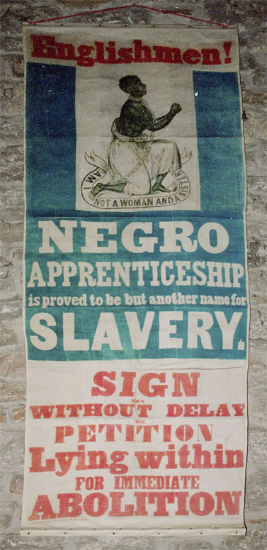 Banner promoting the campaign to end apprenticeships.